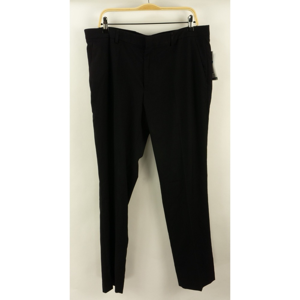 New Perry Ellis Slim Non-Iron Performance Stretch Black Dress Pants Mens 36 x 32